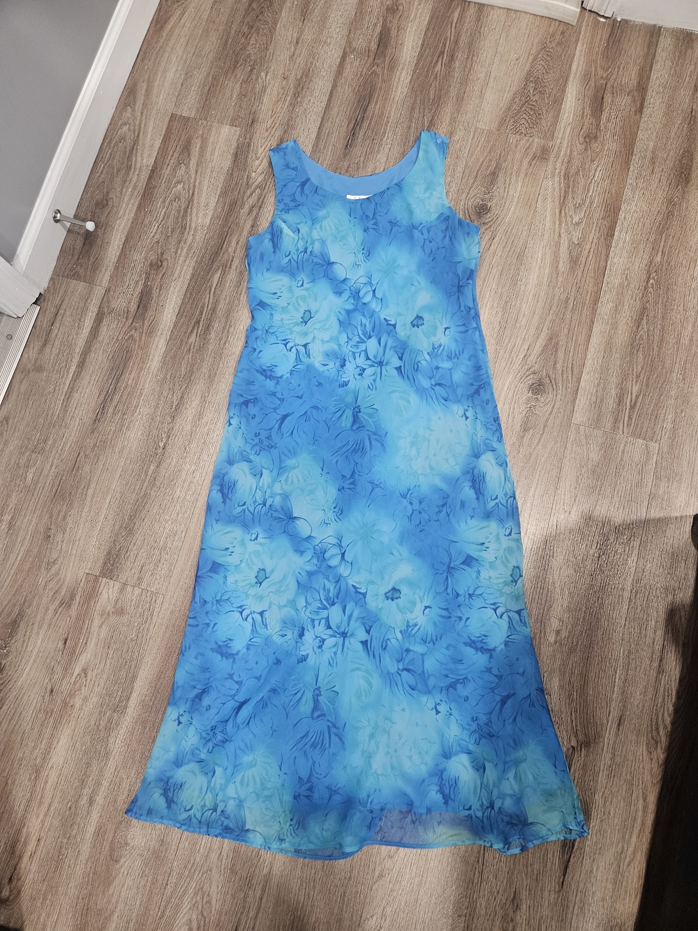 Studio I Teal-Blue Floral Sleeveless Midi Dress
